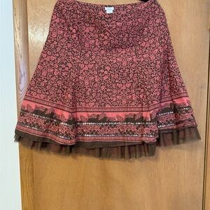 Floral Pink and Brown Skirt